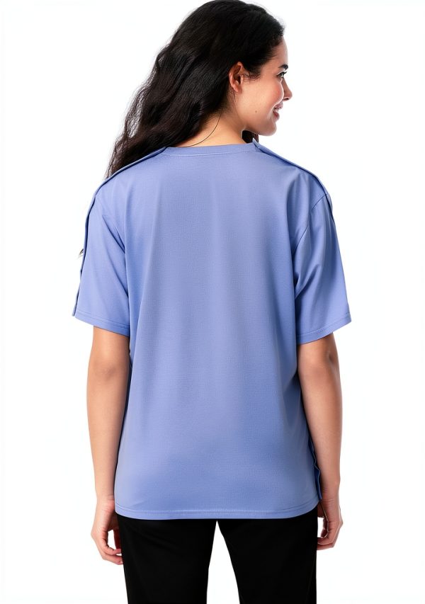 TS1001V Unisex Medical Scrub V‑Neck Shirt Magnetic Closure-4