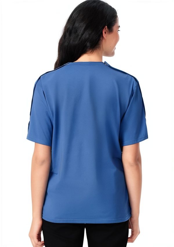 Medical Scrub V Neck Shirt TS1001V Unisex Magnetic Closure Belize Blue-4