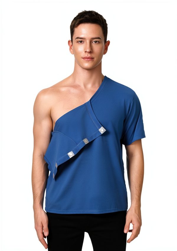 Medical Scrub V Neck Shirt TS1001V Unisex Magnetic Closure Belize Blue-1