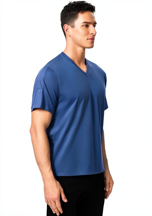 Medical Scrub V Neck Shirt TS1001V Unisex Magnetic Closure Belize Blue-3