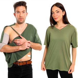 Recovery Post Surgery Shirt Inspired Comforts Hidden Snap T Shirt-0