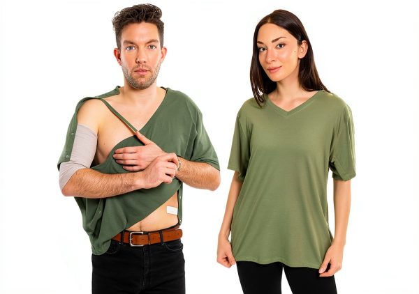 Recovery Post Surgery Shirt Inspired Comforts Hidden Snap T Shirt-0
