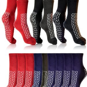 Non Slip Socks ComfortFit Medium 10‑Pair Double‑Sided Grip Polyester-0