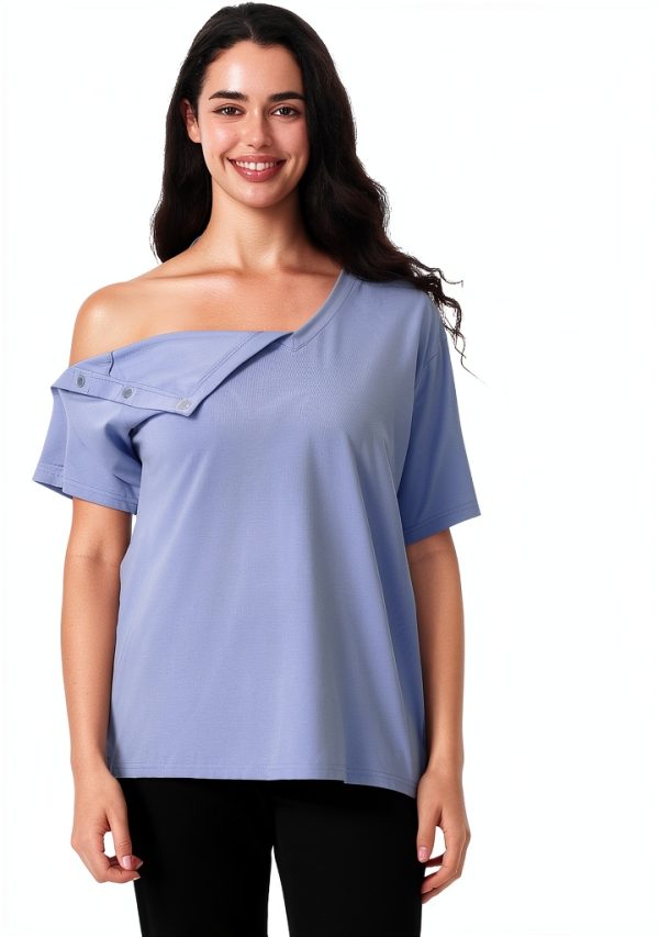 TS1001V Unisex Medical Scrub V‑Neck Shirt Magnetic Closure-2