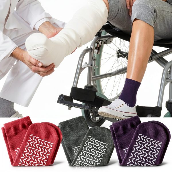 Non Slip Socks ComfortFit Medium 10‑Pair Double‑Sided Grip Polyester-4