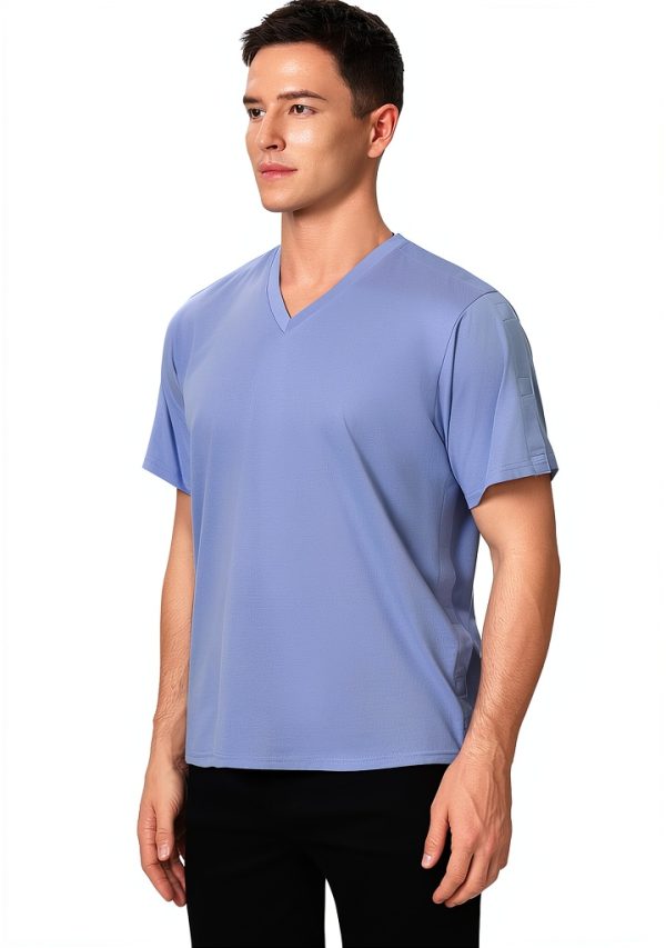 TS1001V Unisex Medical Scrub V‑Neck Shirt Magnetic Closure-3