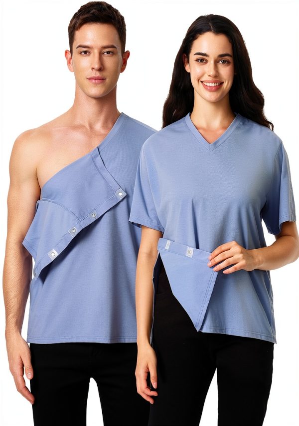 TS1001V Unisex Medical Scrub V‑Neck Shirt Magnetic Closure-0