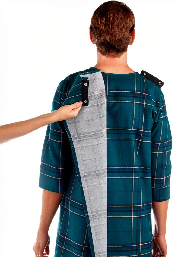 Men’s Open Back Flannel Nightgown by Silvert's with Dome Closure-5