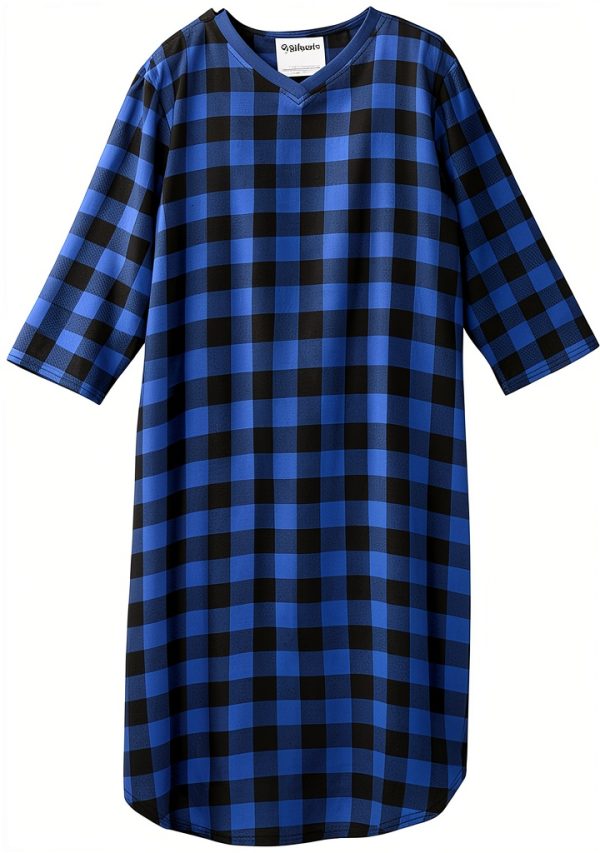 Men’s Open Back Flannel Nightgown by Silvert's with Dome Closure-0
