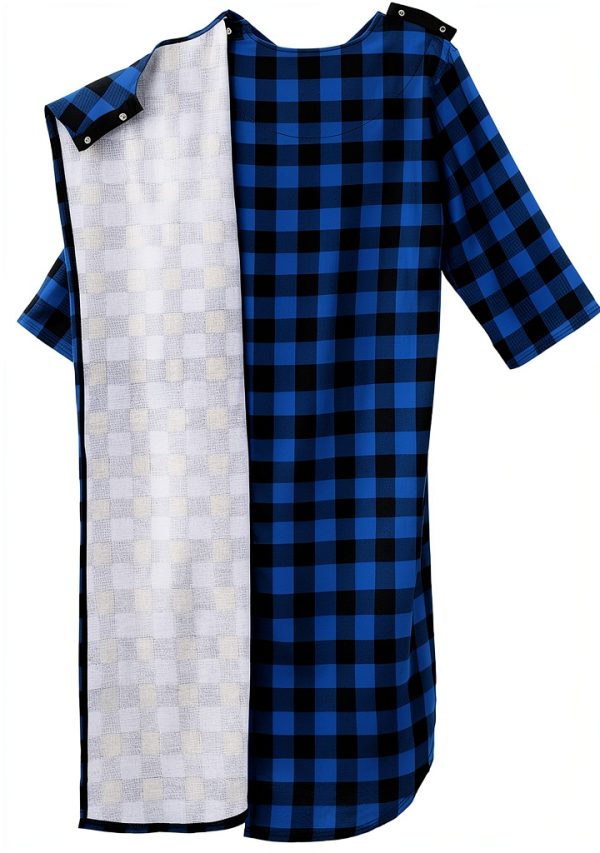 Men’s Open Back Flannel Nightgown by Silvert's with Dome Closure-1
