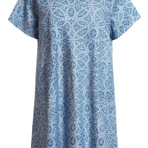 AVIIER 100% Cotton Hospital Gown Adaptive Open Back Navy Blue Floral-0