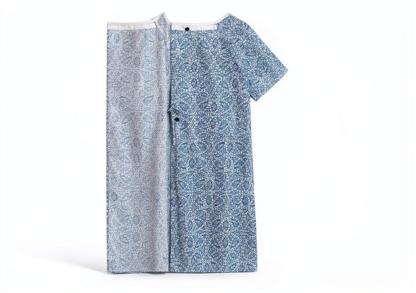 AVIIER 100% Cotton Hospital Gown Adaptive Open Back Navy Blue Floral-3