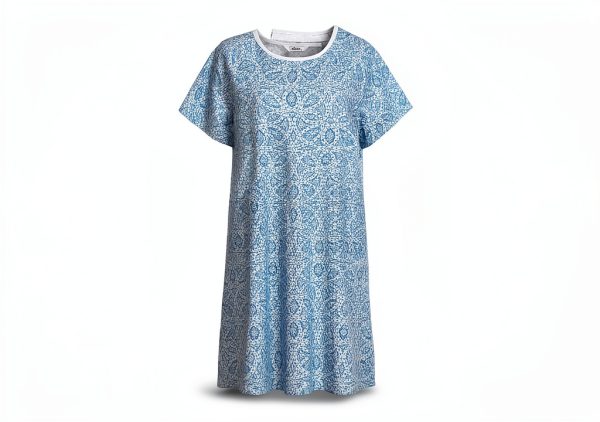AVIIER 100% Cotton Hospital Gown Adaptive Open Back Navy Blue Floral-2