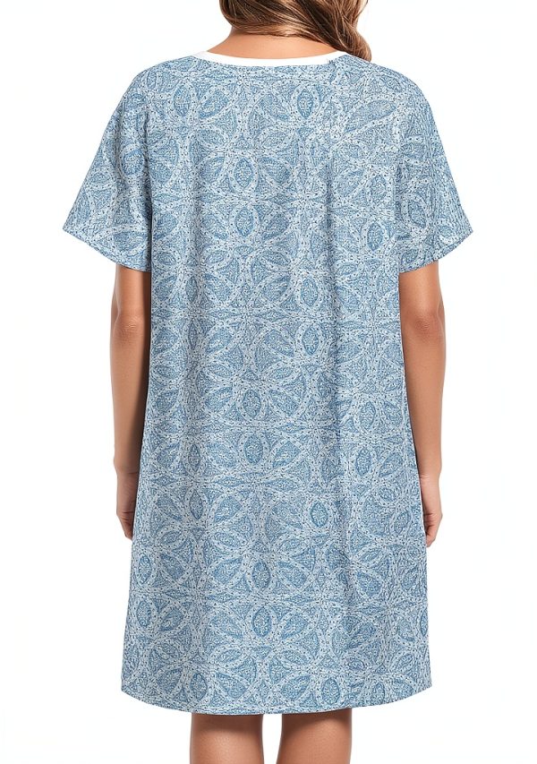 AVIIER 100% Cotton Hospital Gown Adaptive Open Back Navy Blue Floral-5