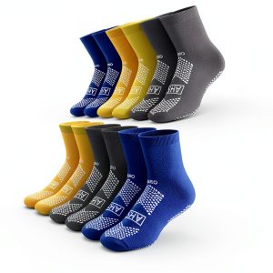 American Hospital Supply Grippy Socks | Assorted Colors, One Size Fits Most, Polyester-Spandex Knit with Elastic Cuff | 6 Pairs Non Skid Socks-0