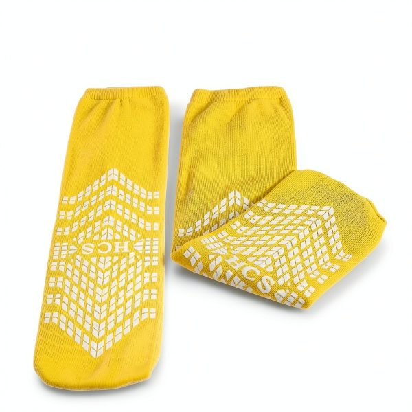 Hospital Socks HCS Non-Slip 360 Tread Grip - Yellow, Universal Size-4