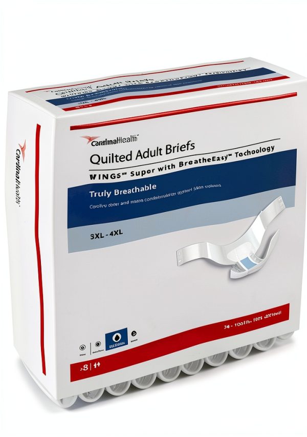 Cardinal Health™ Quilted Adult Briefs, Wings™ Super with BreatheEasy™ Technology, Maximum Absorbency, Bariatric, Case of 32-0