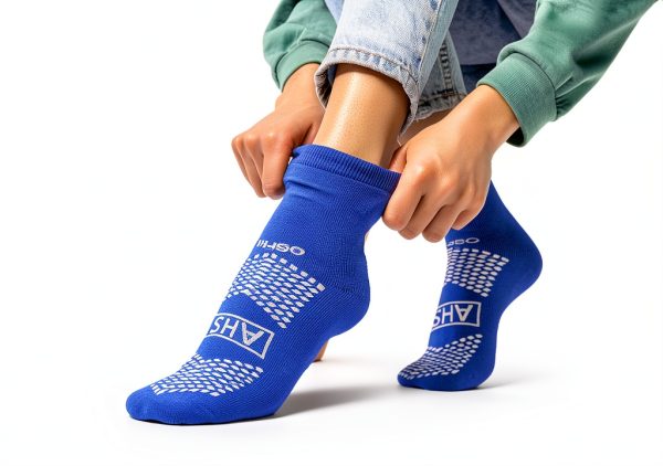 American Hospital Supply Grippy Socks | Assorted Colors, One Size Fits Most, Polyester-Spandex Knit with Elastic Cuff | 6 Pairs Non Skid Socks-1