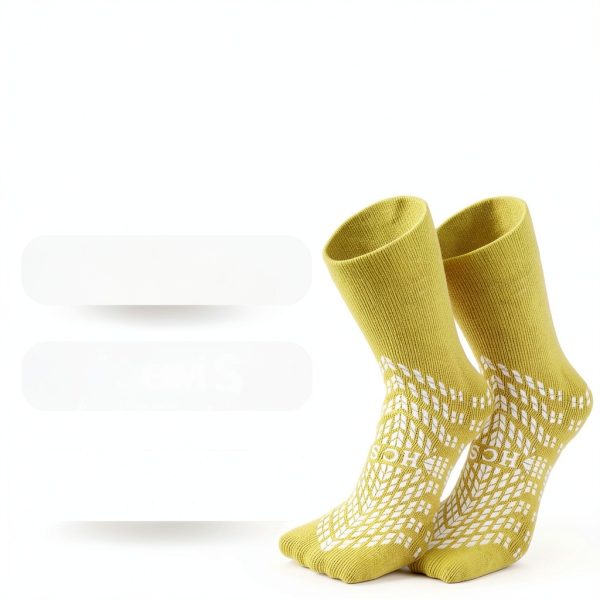 Hospital Socks HCS Non-Slip 360 Tread Grip - Yellow, Universal Size-1